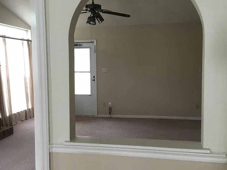 View from kitchen into living room.