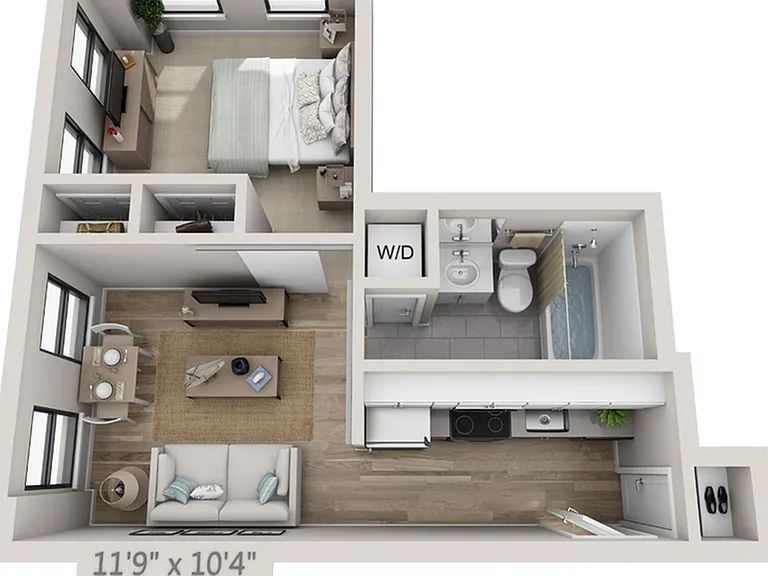 1 Bedroom - 522 SF 1 Bedroom - 522 SF