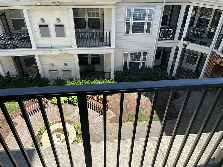 Balcony view of courtyard.
