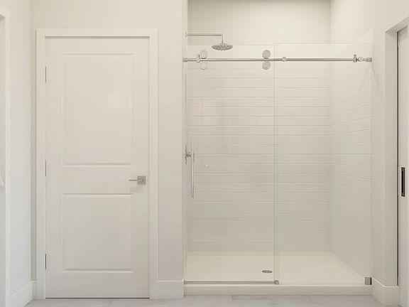 Glass shower enclosure in primary bath