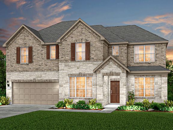 The Oak Grove, a two-story home with 2-car garage, shown as Home Exterior D