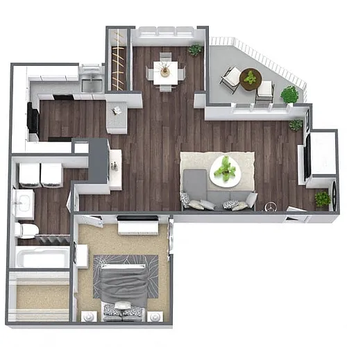 Floor plan A3: 1 Bed 1 Bath