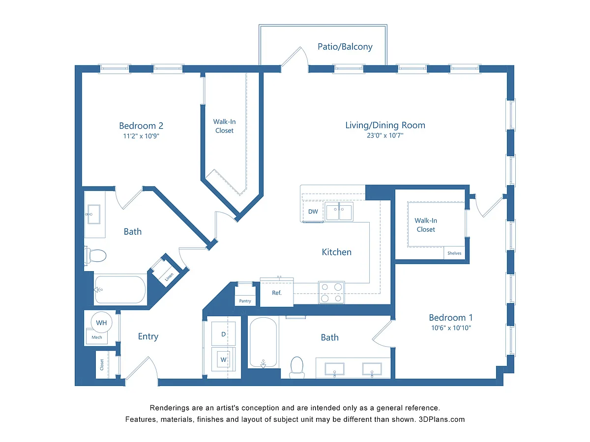 Floor plan B5 | 2 Bed | 2 Bath