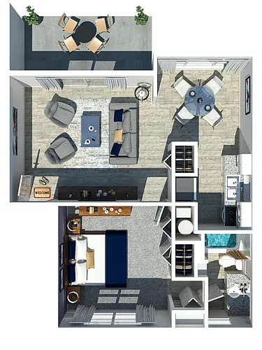 Floor plan Marc 1 Bedroom 1 Bathroom