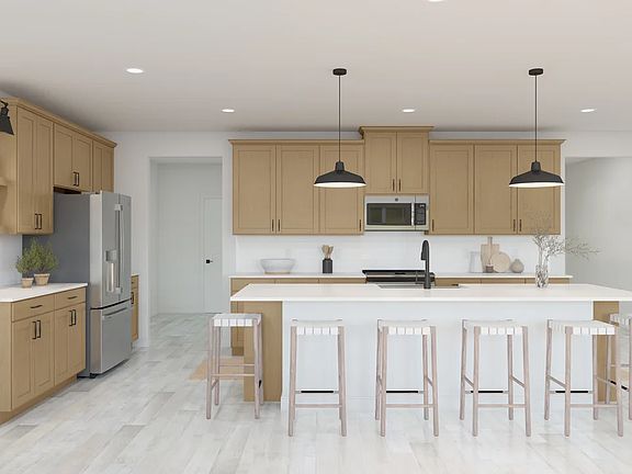 Kitchen with center island and pendant lighting