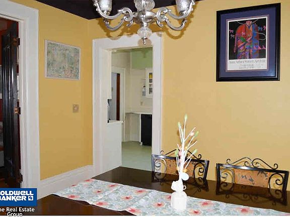 dining room with chandelier
