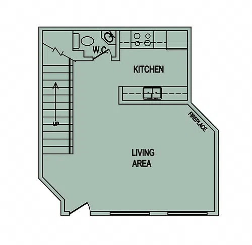 Floor plan 1 Bedroom / 1.5 Bathroom (Town House)