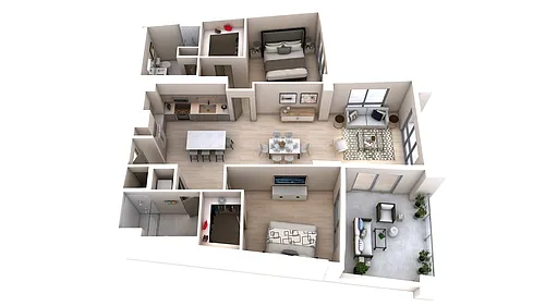 Floor plan Two Bedroom Two Bath (1,371)