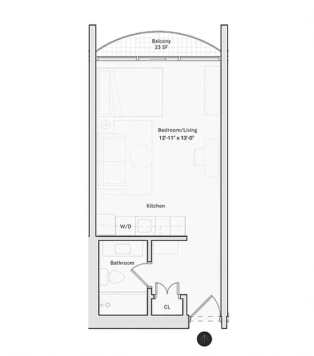 Floor plan Studio C (Furnished 1)