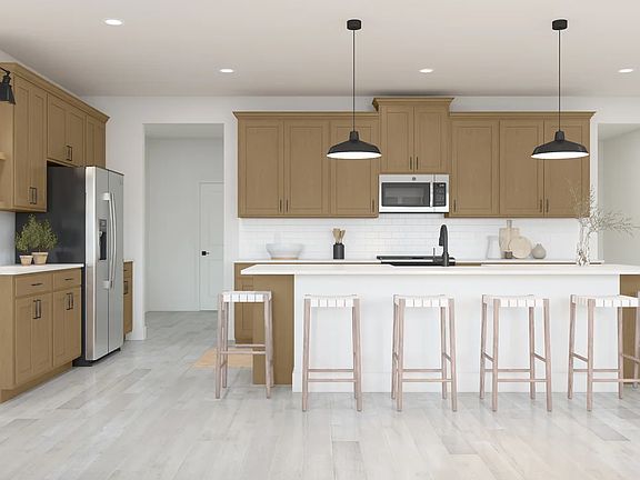 Kitchen with center island and pendant lighting