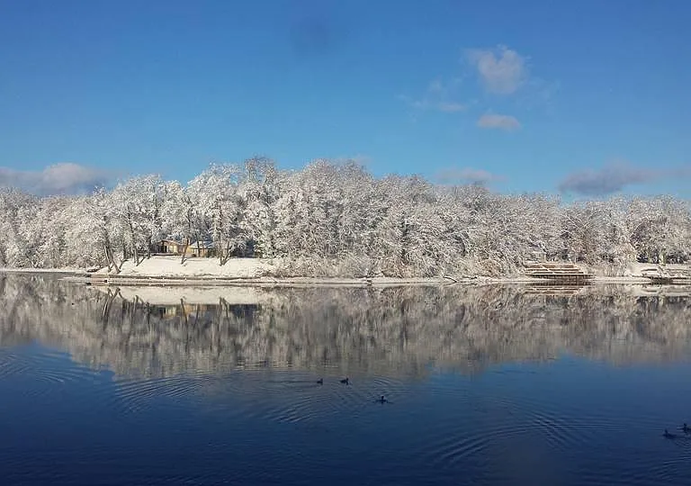 Winter Scene from Boat House Window