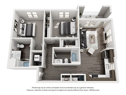 Floor plan 2 Bedroom 2 Bath - J
