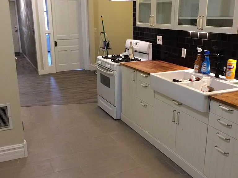 Kitchen plus entry and living room