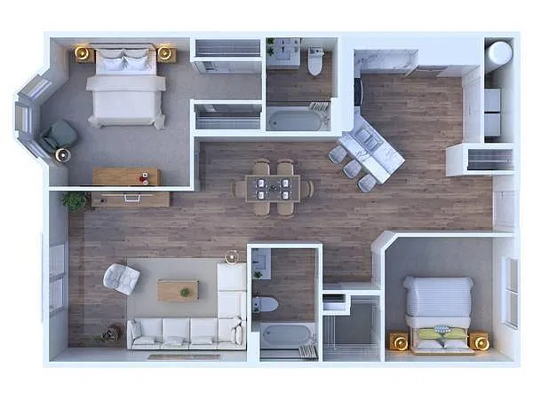 Floor plan 2 BD 2 BA Renovated