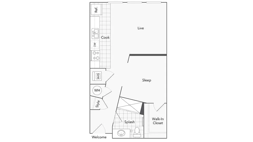 Floor plan Studio Washer Dryer