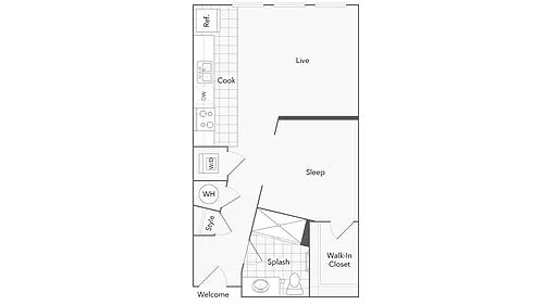 Floor plan Studio Washer Dryer