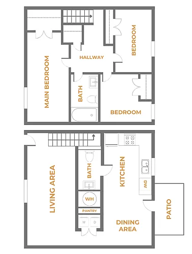 Floor plan 3 Bedroom, 1.5 Bathroom Townhome - Renovated