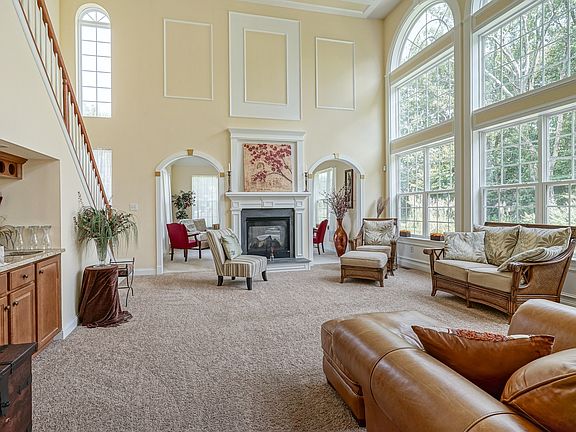 View From Kitchen into Family Room with wet bar