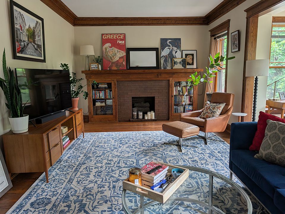 Decorative Fireplace with Built-in Bookcases