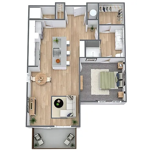 Floor plan A2: 1 Bed 1 Bath
