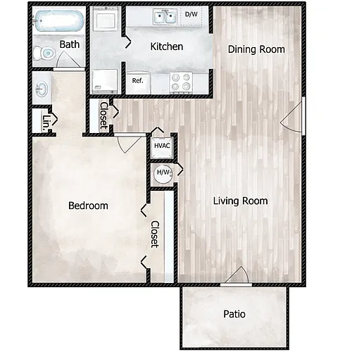 Floor plan 1 Bed 1 Bath