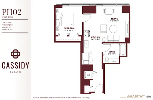 Floor plan Penthouse: One Bedroom PH02