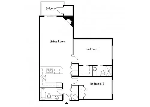 Floor plan Two Bedroom Two Bath Large