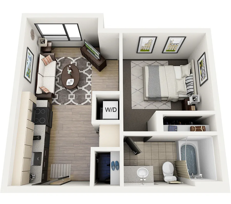 Floor plan 1x1 Plan D