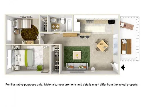 Floor plan Garden Style - Two Bedroom