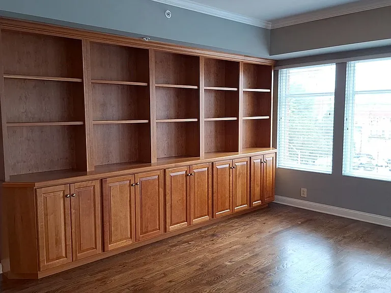 Beautiful shelving and living space storage is included in the Penthouse.