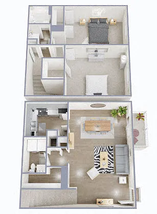 Floor plan 2 Bedroom, 1.5 Bath Townhome
