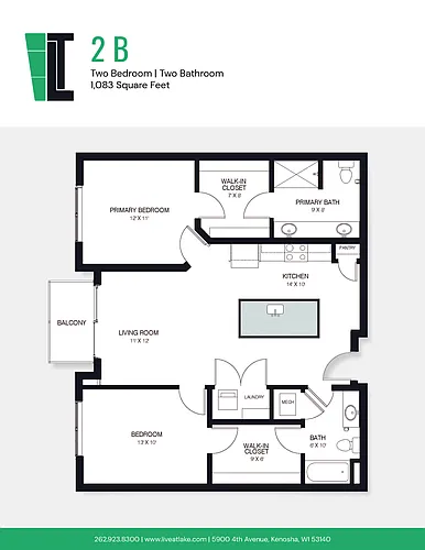 Floor plan 2B/2B ADA