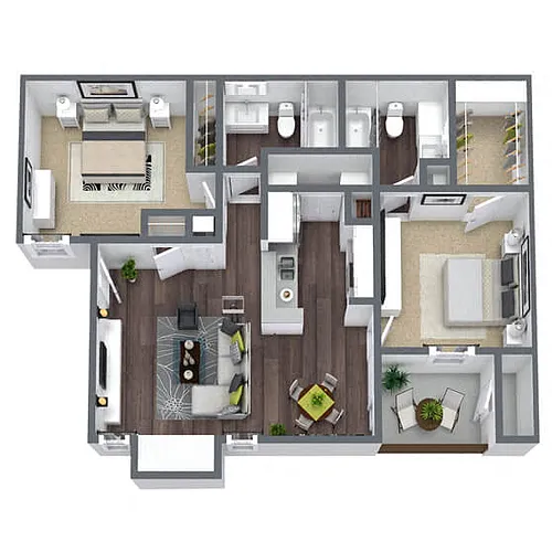 Floor plan B2: 2 Bed 2 Bath
