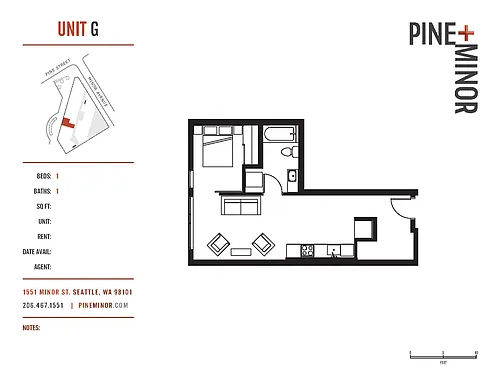 Floor plan 1 Bedroom, 1 Bath