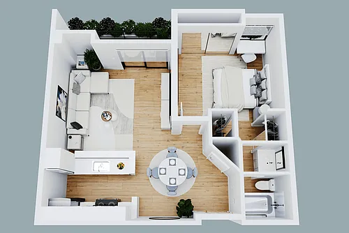 Floor plan 1 Bedroom, 1 Bath