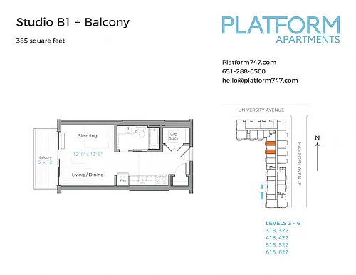 Floor plan Studio B1 Balcony
