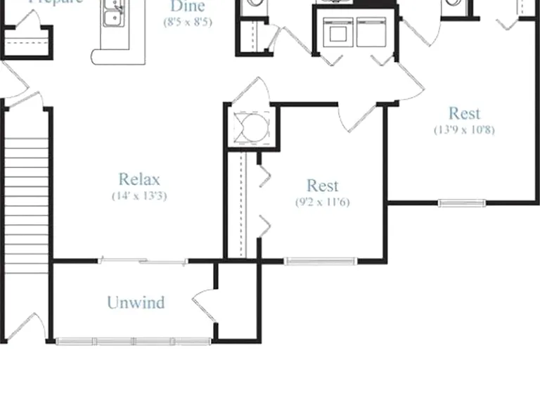 Smart space, stylish living _ The Rennie's two-bedroom, two-bath design is ideal for relaxing, entertaining, and everything in between. Smart space, stylish living _ The Rennie's two-bedroom, two-bath design is ideal for relaxing, entertaining, and everyt