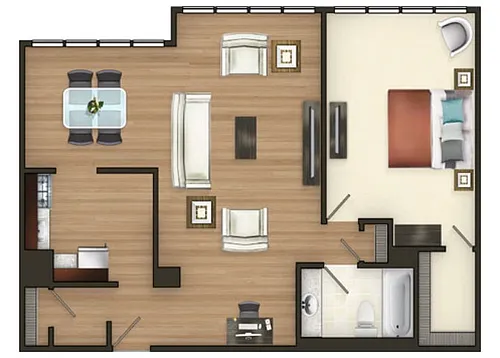 Floor plan A4: 1 BR/1BA 841 SF