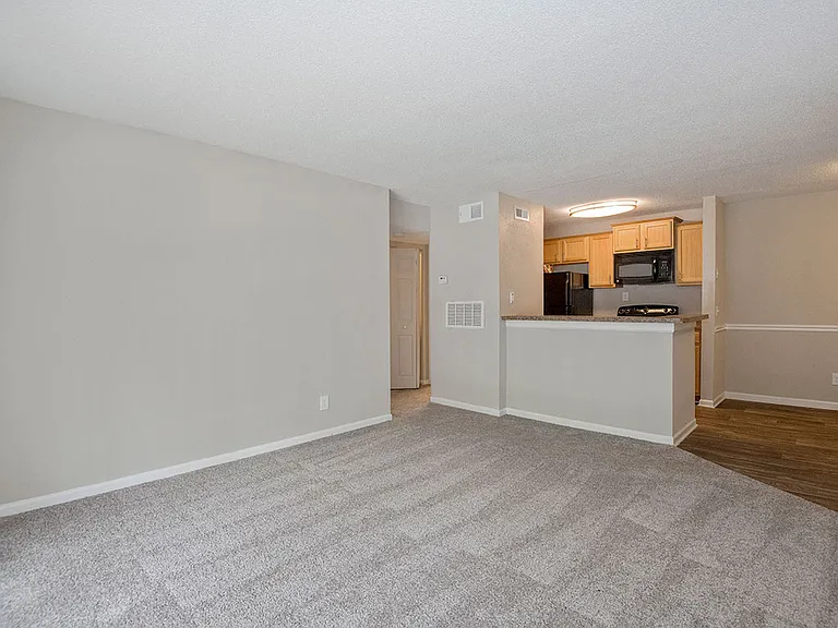 Kitchen opens to living area