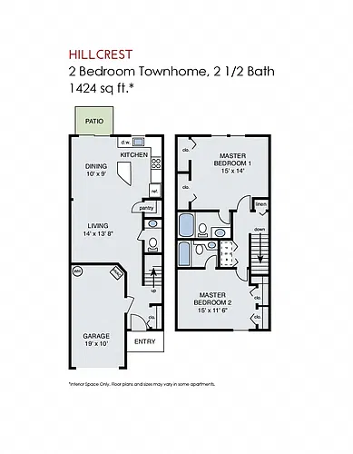 Floor plan Hillcrest Townhome w Gar - Phase 1