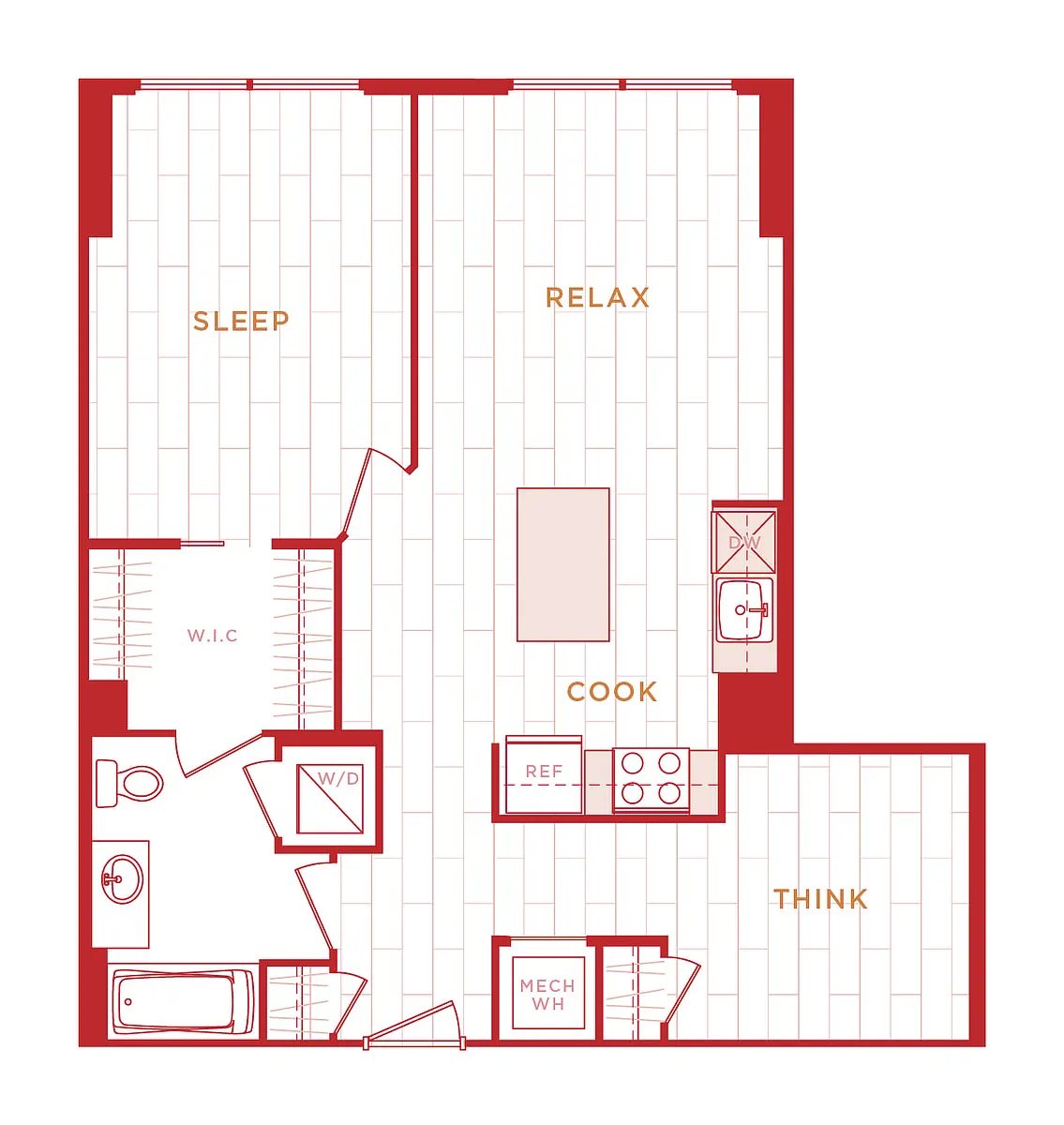 Floor plan 1 Bed/1 Bath Den s-ad15