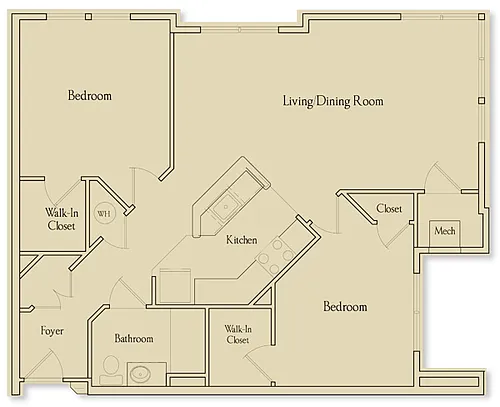 Floor plan Two-Bedroom One Bath