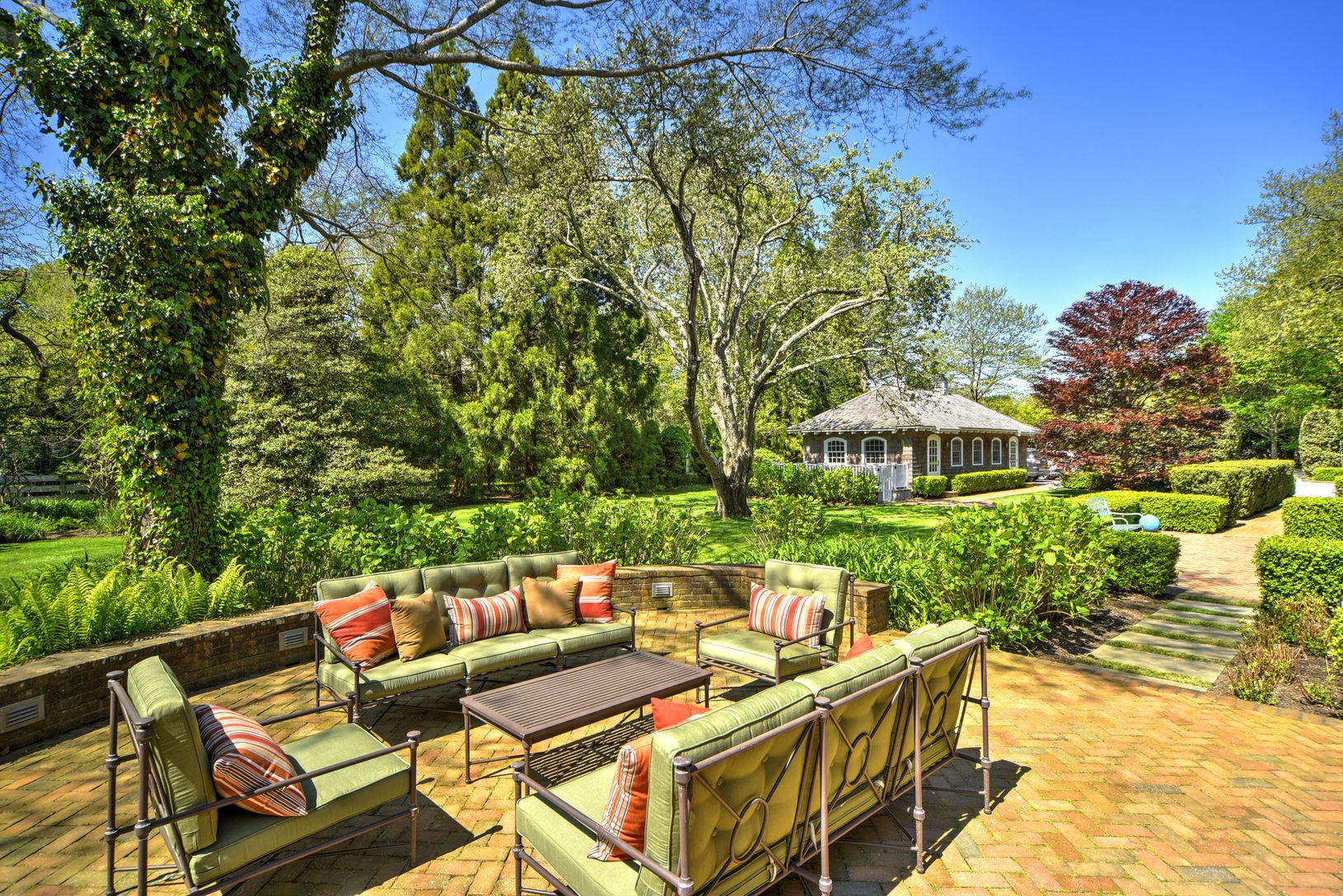  Brick Terraces Overlook Beautiful Gardens