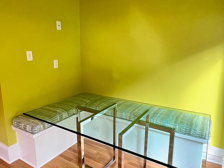 Another view of the banquette and table