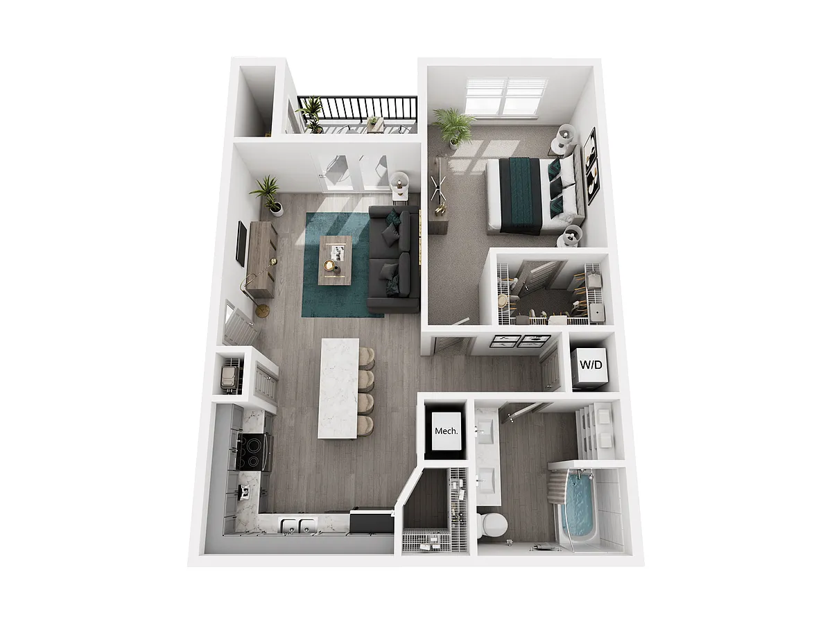Floor plan 1 Bed, 1 Bath