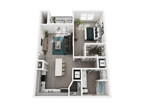 Floor plan 1 Bed, 1 Bath