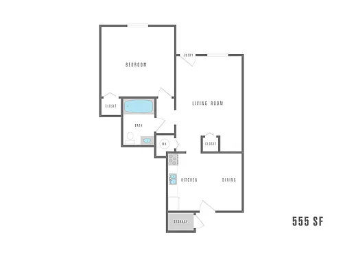 Floor plan 1 Bedroom 1 Bath