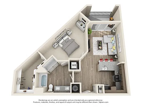 Floor plan 1 Bedroom 1 Bath A7