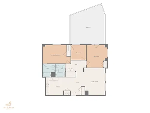 Floor plan Three Bed Two Bath with Patio - 01 Line - 2nd Fl