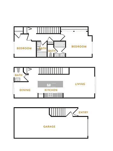 Floor plan 2 Bedroom Townhome T1